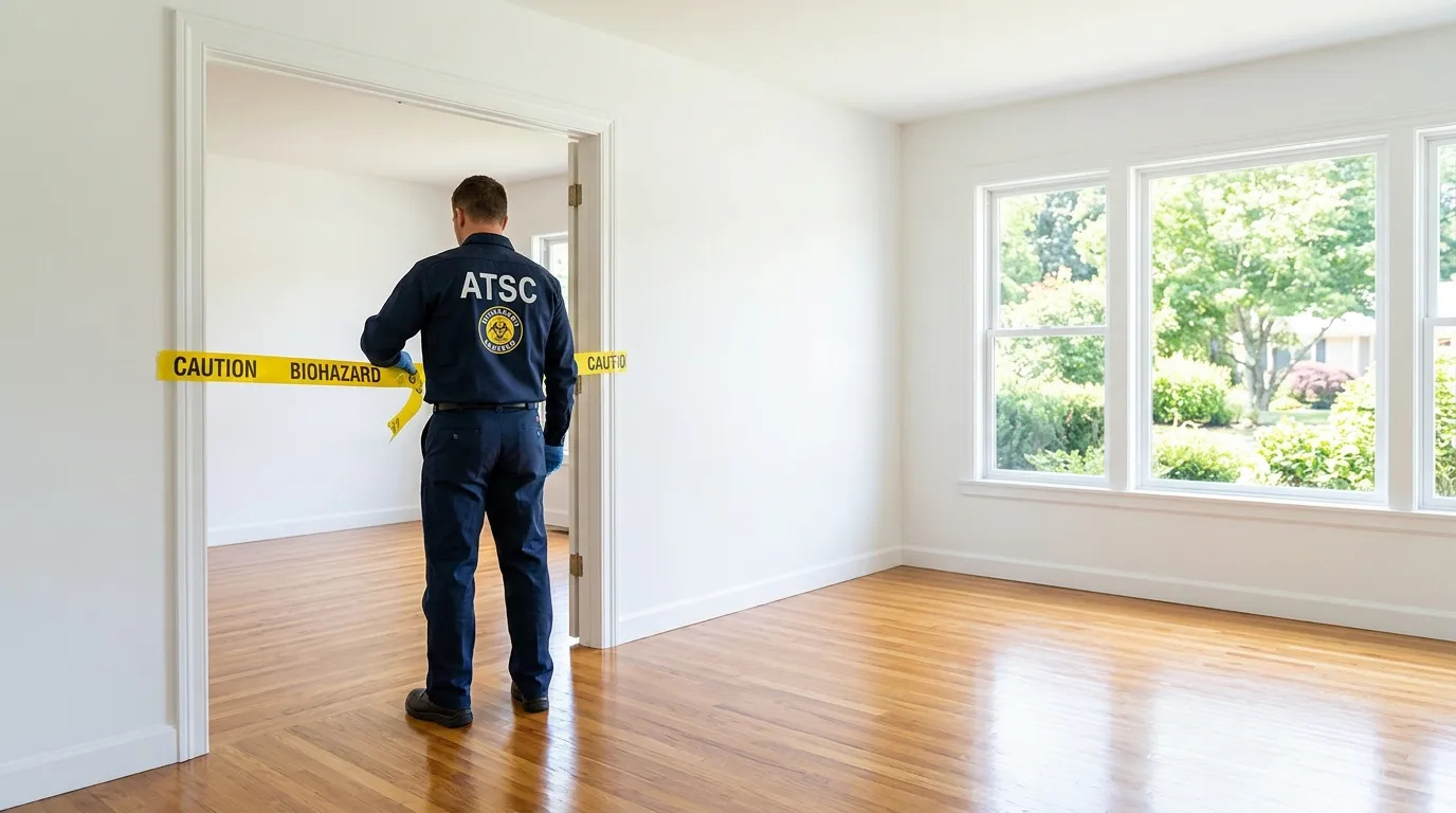 Certified biohazard cleanup crew performing Crime Scene Cleanup in Commerce